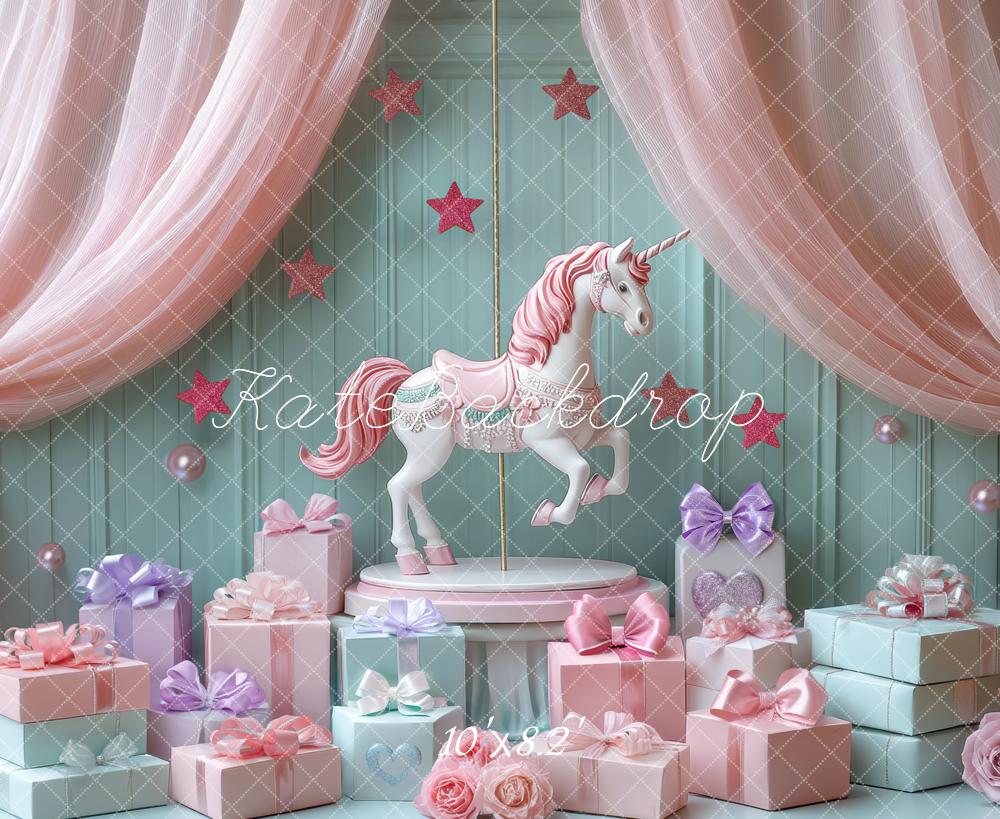 Kate Geburtstag Einhorn Geschenke Pastell Hintergrund Entworfen von Mini MakeBelieve - Kate Backdrop.de