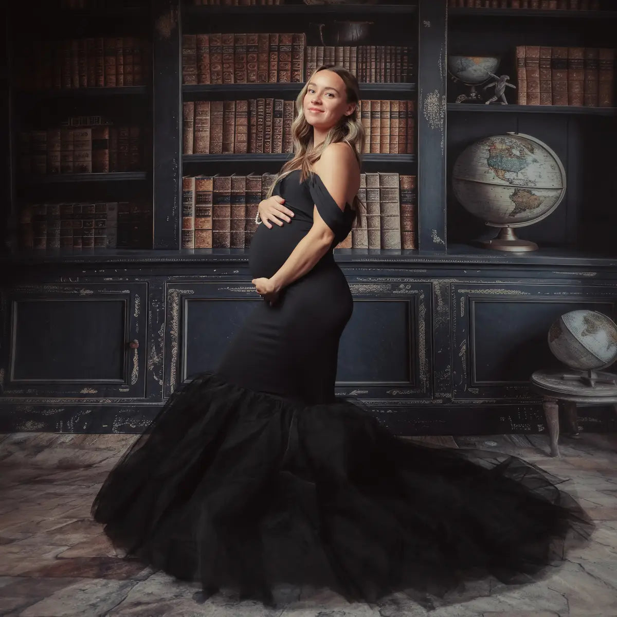Kate Ein Schulter Satin Mutterschaft Fotoshooting Kleid - Kate Backdrop.de
