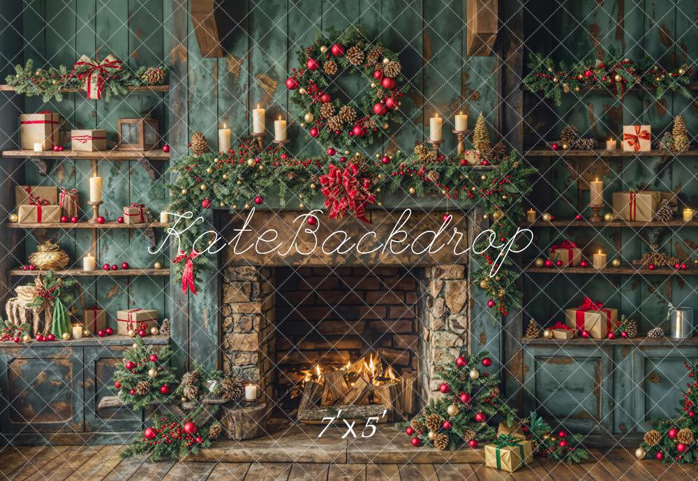 Kate Weihnachten Kamin Geschenke Grün Hintergrund Entworfen von Emetselch
