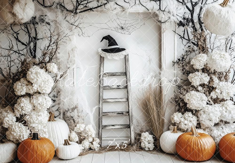 Kate Halloween Kürbisse Blumen Vintage Hintergrund Entworfen von Patty Roberts - Kate Backdrop.de