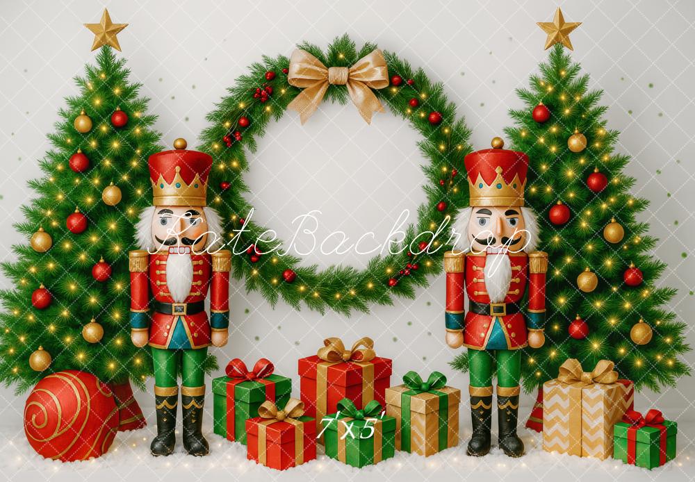 Kate Weihnachten Nussknacker Geschenke Tannenbäume Hintergrund Entworfen von Patty Roberts - Kate Backdrop.de