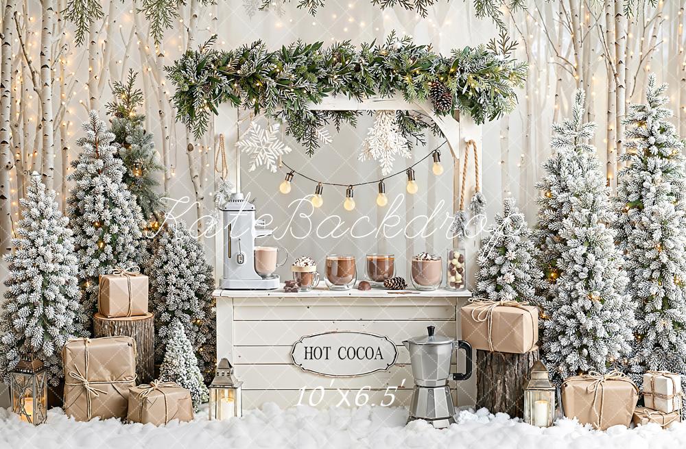 Kate Weihnachten Winterwald Geschenke Weiß Fleece Hintergrund Entworfen von Emetselch - Kate Backdrop.de