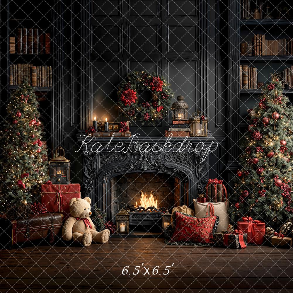 Kate Weihnachten Kamin Weihnachtsbaum Dunkel Hintergrund Entworfen von Emetselch - Kate Backdrop.de