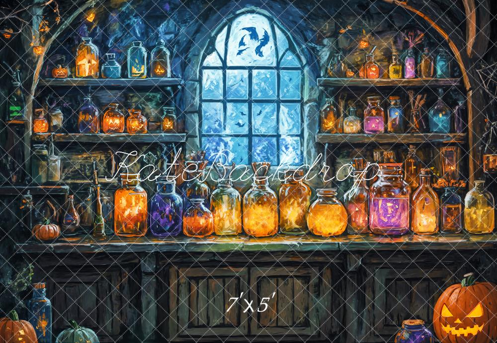 Kate Halloween Hexenküche Zaubertränke Dunkel Hintergrund Entworfen von GQ