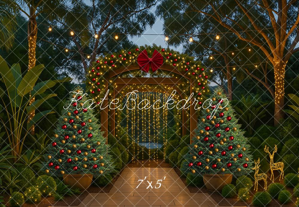 Kate Weihnachten Garten Bogen Lichter Hintergrund Entworfen von Mini MakeBelieve - Kate Backdrop.de