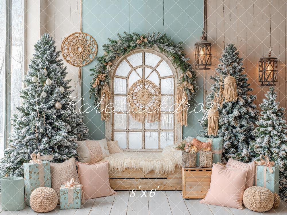 Kate Weihnachten Fenster Geschenk Pastell Fleece Hintergrund Entworfen von Emetselch - Kate Backdrop.de