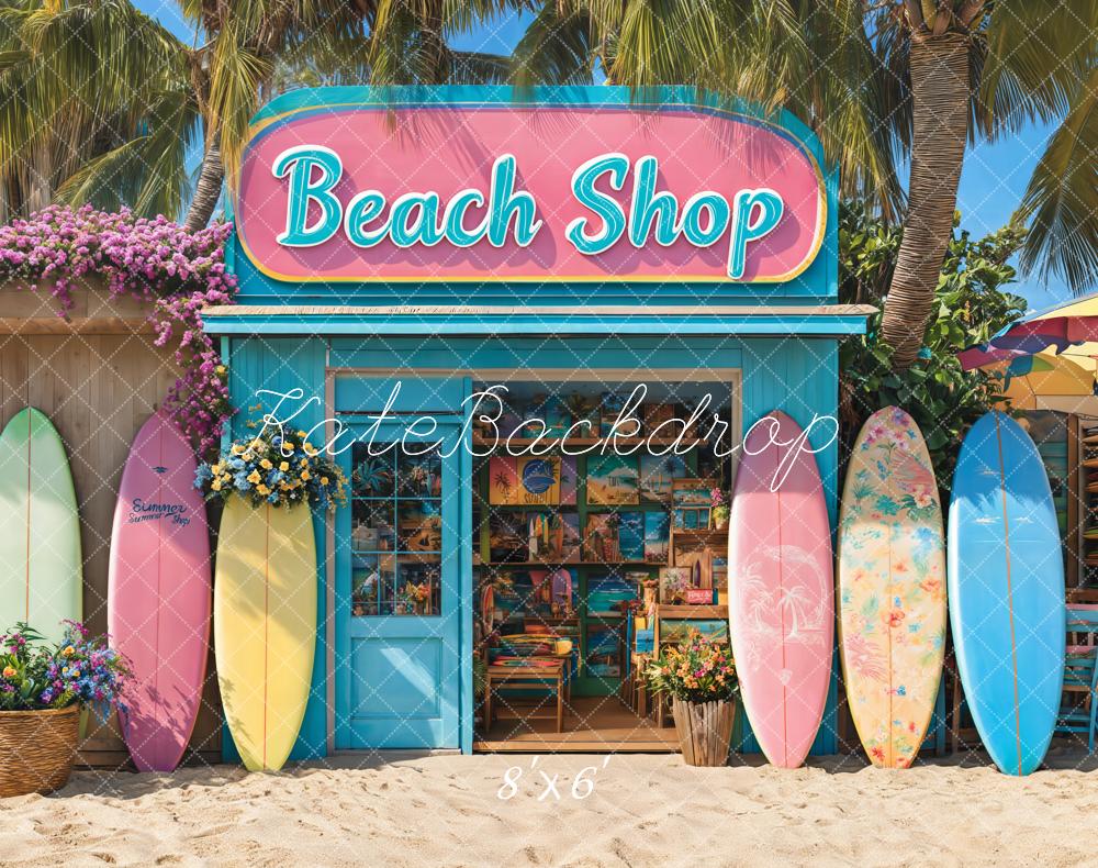 Kate Sommer Strandshop Surfbretter Palmen Fleece Hintergrund Entworfen von Emetselch