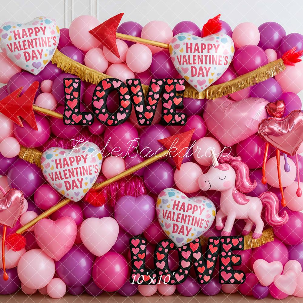 Kate Valentinstag Ballons Herzen Pink Hintergrund Entworfen von Mini MakeBelieve