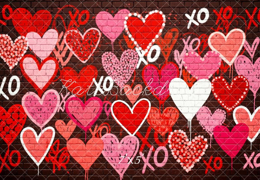 Kate Valentinstag Herzen Graffiti Bunt Hintergrund Entworfen von Patty Roberts