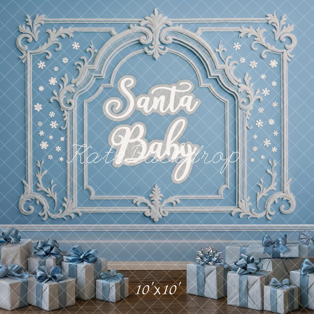 Kate Weihnachten Geschenke Blau Klassisch Hintergrund Entworfen von Mini MakeBelieve - Kate Backdrop.de
