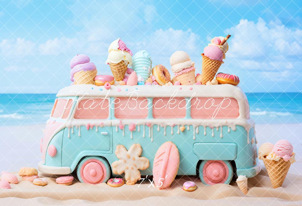 Kate Sommer Strand Eiswagen Pastell Hintergrund Entworfen von Chain