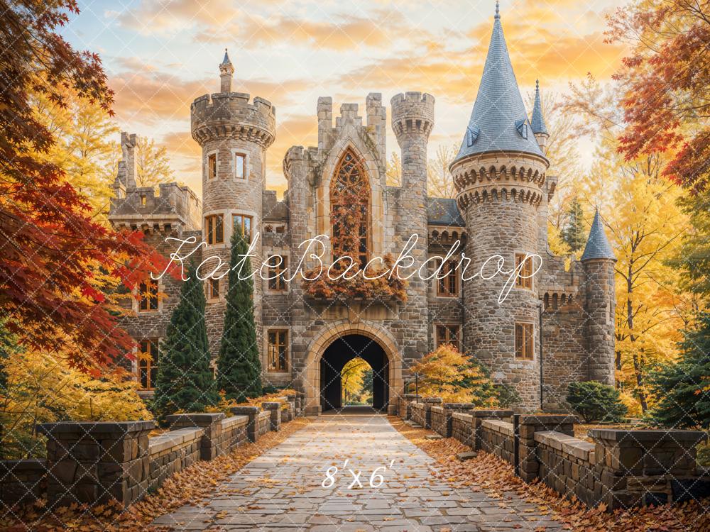 Kate Märchenschloss Herbstlaub Steinweg Hintergrund Entworfen von Chain - Kate Backdrop.de