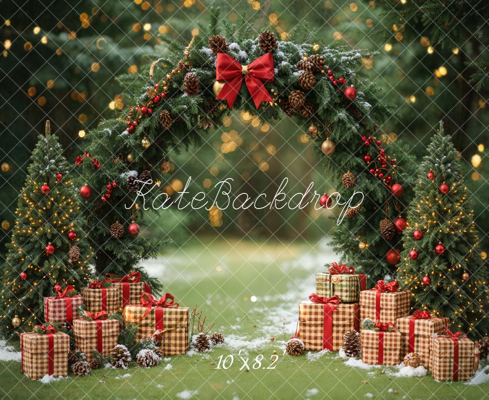Kate Weihnachten Geschenkboxen Tannenbogen Wald Hintergrund Entworfen von Emetselch - Kate Backdrop.de