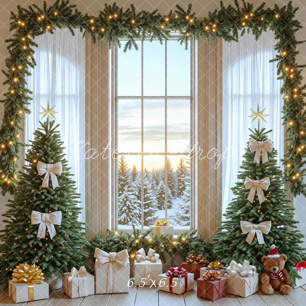 Kate Weihnachten Tannenbaum Fenster Lichter Hintergrund Entworfen von Mini MakeBelieve - Kate Backdrop.de