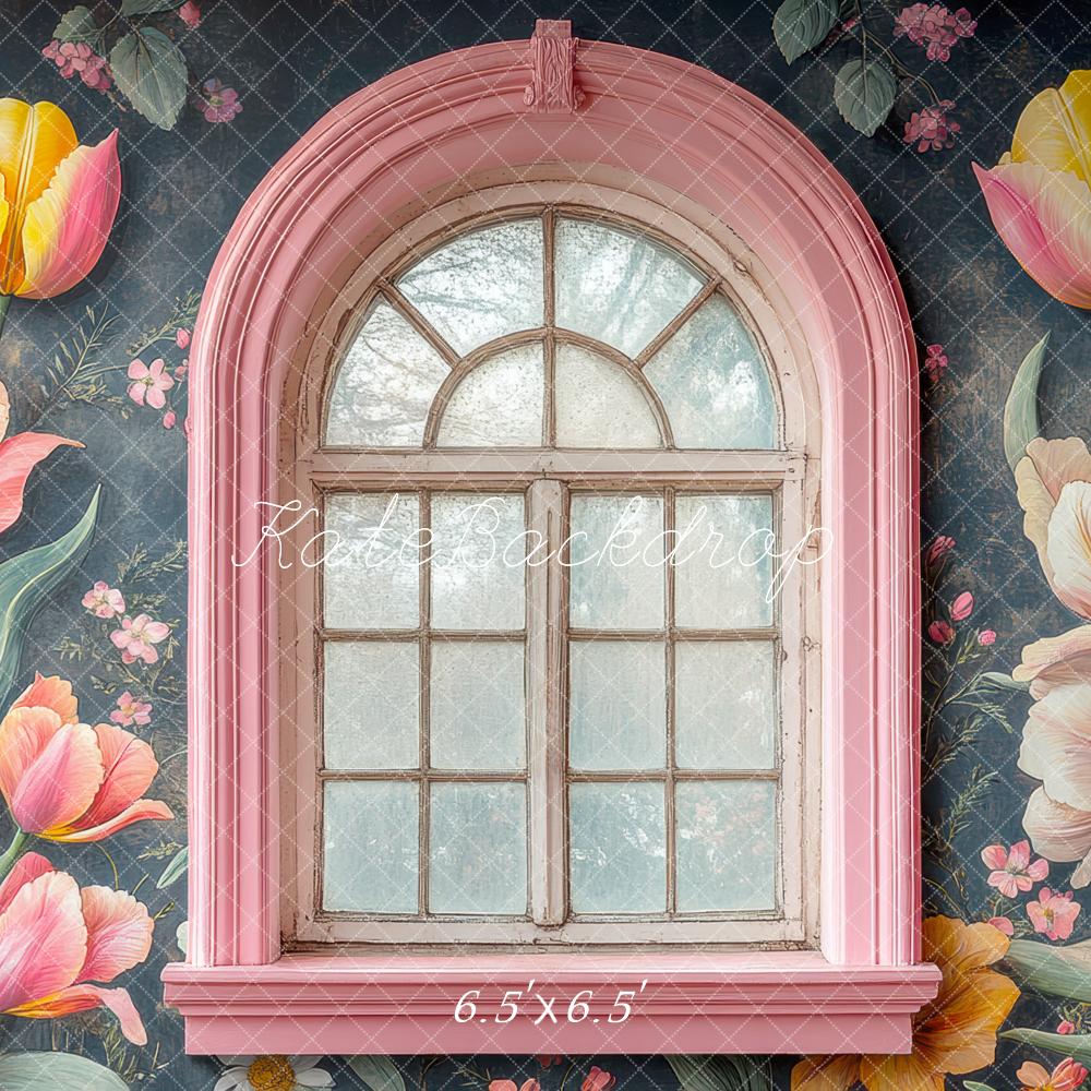 Kate Blumen Fensterbogen Vintage Hintergrund Entworfen von Mini MakeBelieve - Kate Backdrop.de