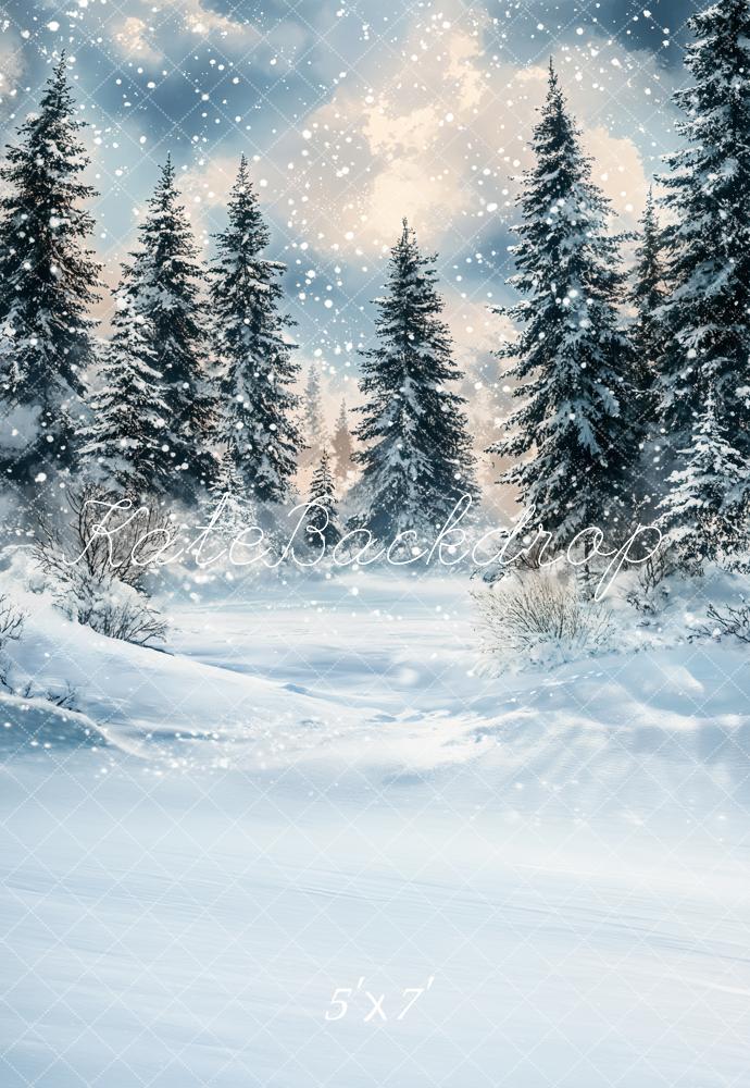 Kate Winter Tannen Schnee Landschaft Hintergrund Entworfen von Emetselch