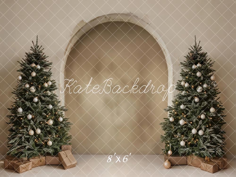 Kate Weihnachten Tannenbäume Bögen Neutral Hintergrund Entworfen von Emetselch - Kate Backdrop.de