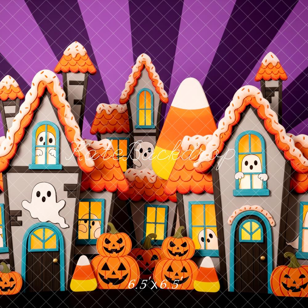 Kate Halloween Spukhaus Geister Kürbisse Hintergrund Entworfen von Patty Roberts