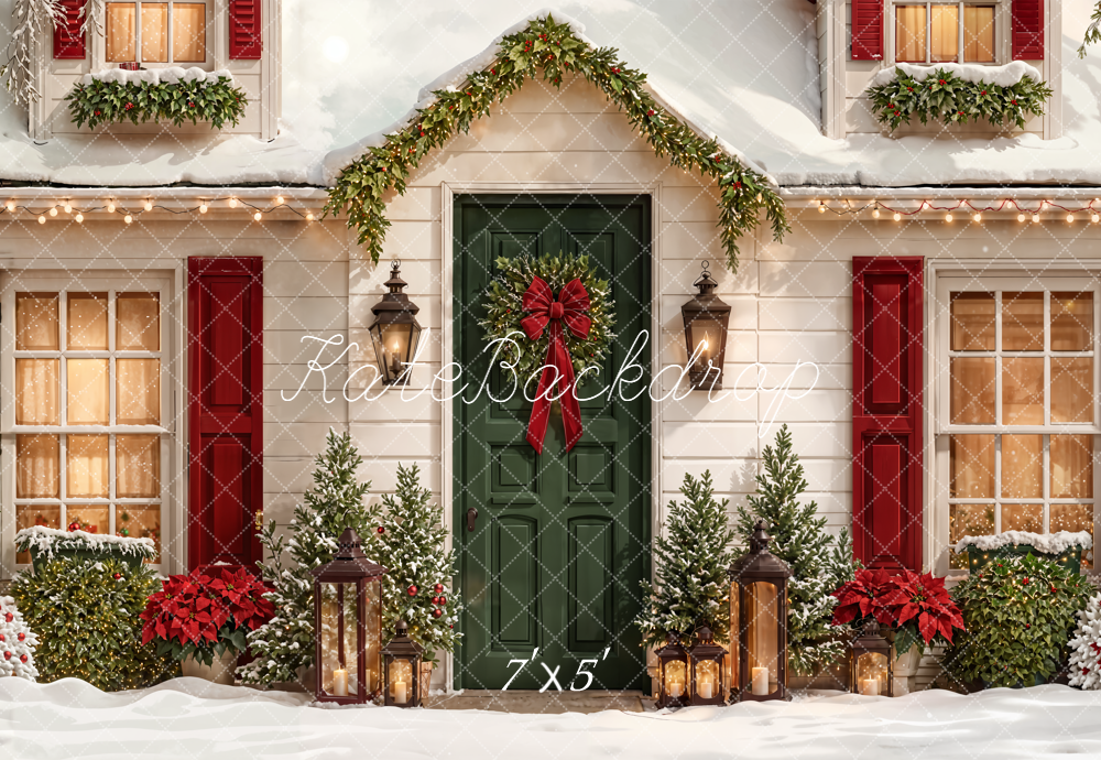 Kate Weihnachten Haus Fassade Schnee Hintergrund Entworfen von Emetselch - Kate Backdrop.de