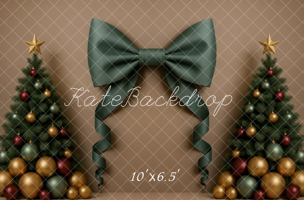 Kate Weihnachten Tannenbäume Schleife Braun Hintergrund Entworfen von Patty Roberts