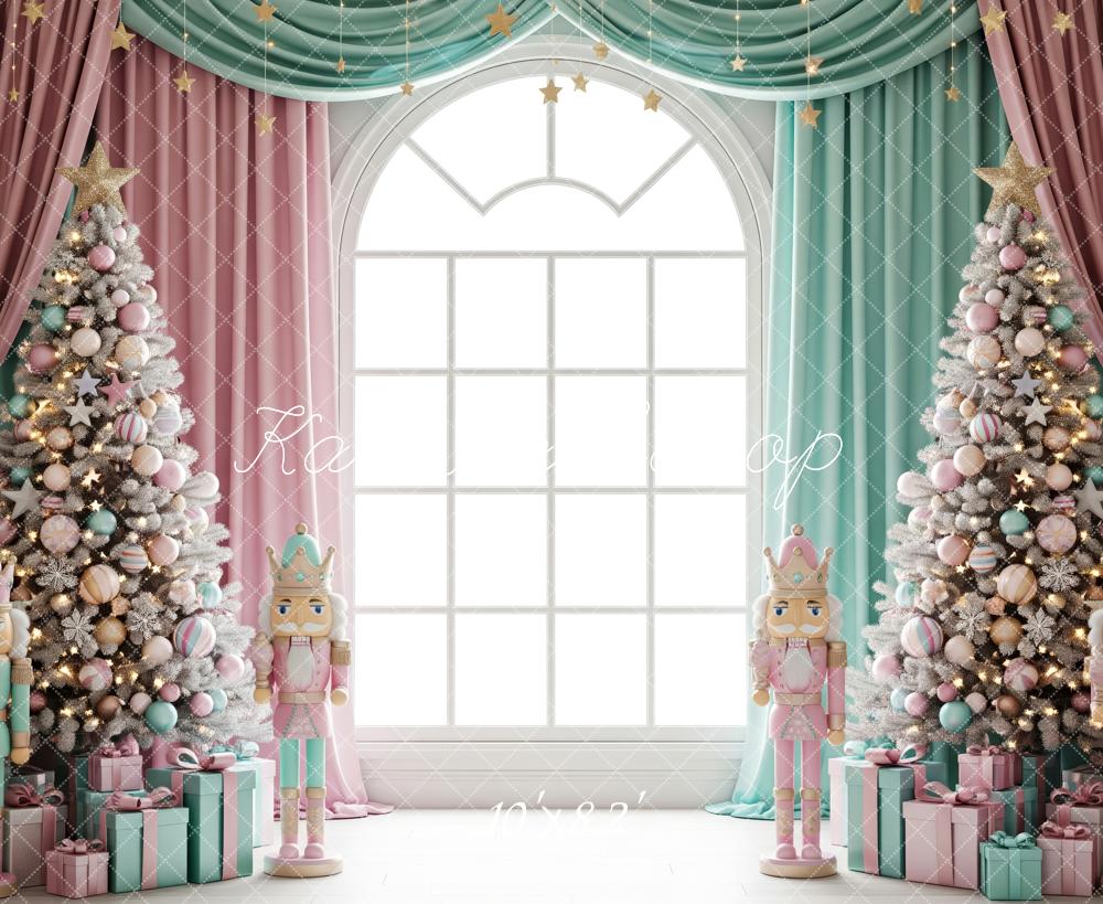 Kate Weihnachten Nussknacker Weihnachtsbaum Pastell Hintergrund Entworfen von Patty Roberts