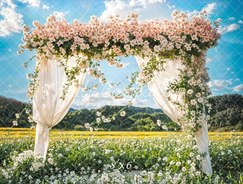 Kate Hochzeit Blumenbogen Wiese Romantisch Hintergrund Entworfen von Emetselch