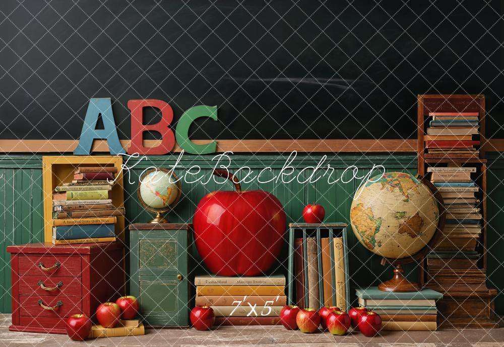 Kate Zurück Zur Schule Bücher Globus Apfel Hintergrund Entworfen von Emetselch