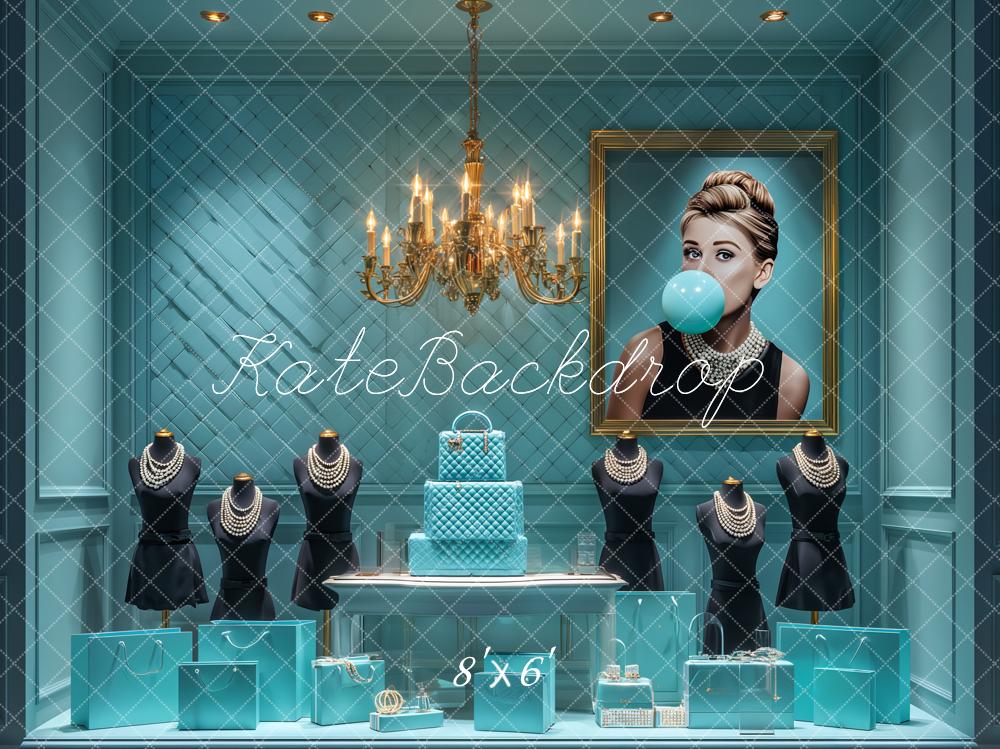 Kate Mode Schaufenster Türkis Elegant Hintergrund Entworfen von Ashley Paul - Kate Backdrop.de