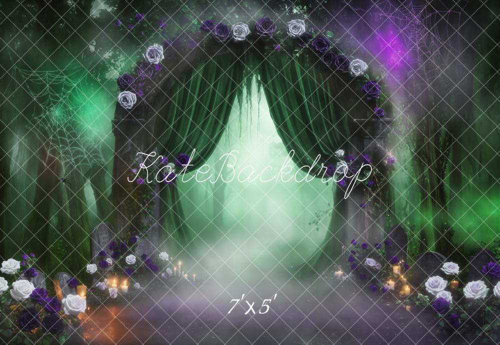 Kate Halloween Torbogen Blumen Nebel Hintergrund Entworfen von Emetselch - Kate Backdrop.de