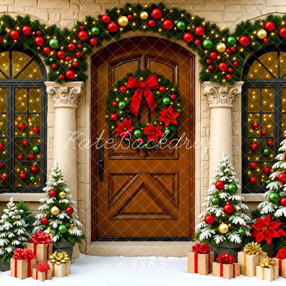 Kate Weihnachten Tür Kranz Geschenkboxen Hintergrund Entworfen von Mini MakeBelieve - Kate Backdrop.de