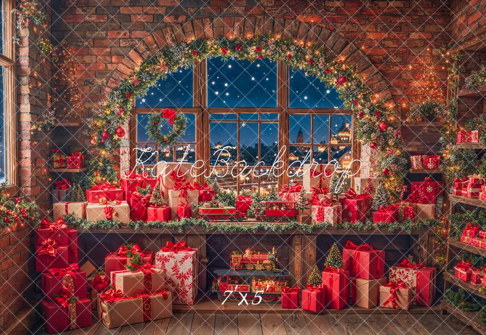 Kate Weihnachten Geschenke Fenster Gemütlich Hintergrund Entworfen von Emetselch - Kate Backdrop.de