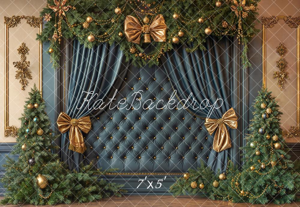 Kate Weihnachten Tannen Bogen Gold Hintergrund Entworfen von Emetselch - Kate Backdrop.de