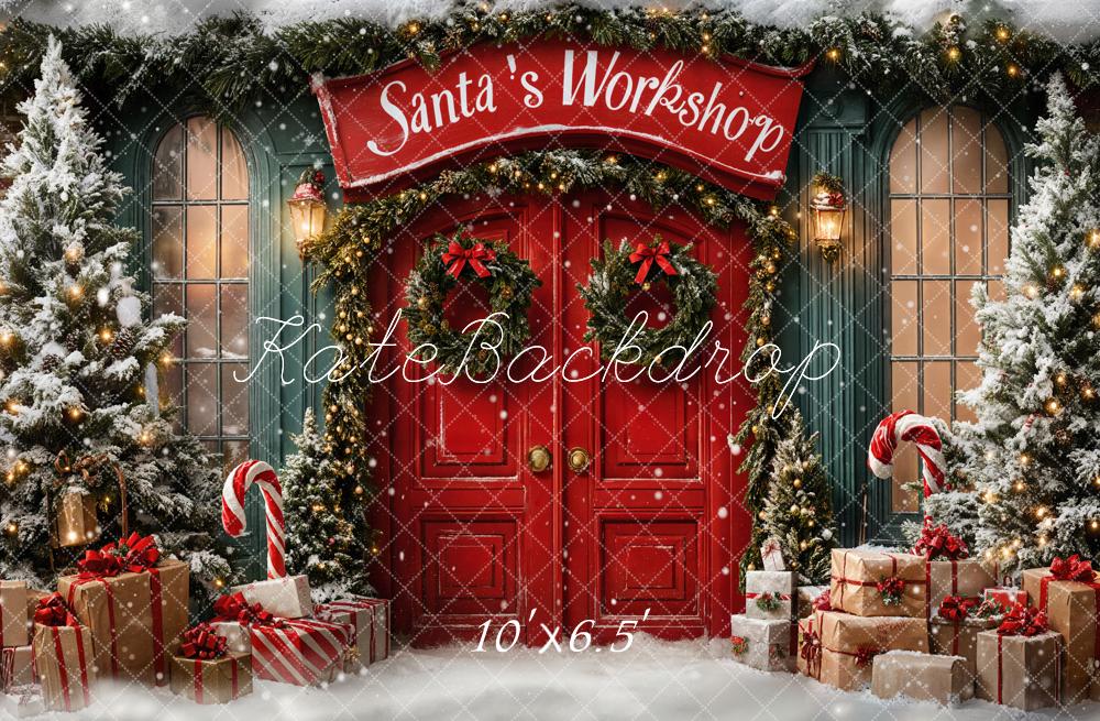 Kate Weihnachten Werkstatt Geschenke Schnee Fleece Hintergrund Entworfen von Emetselch - Kate Backdrop.de