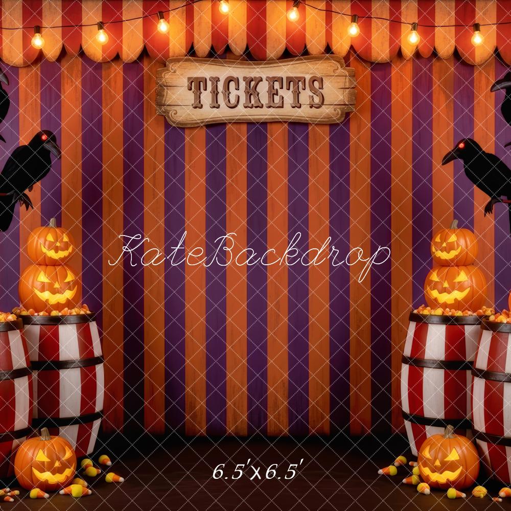 Kate Halloween Zirkus Kürbisse Raben Hintergrund Entworfen von Patty Roberts - Kate Backdrop.de