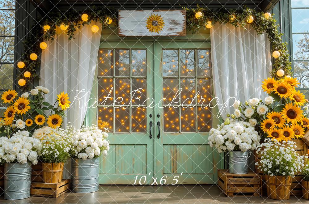 Kate Sommer Sonnenblumen Tür Vintage Hintergrund Entworfen von Mini MakeBelieve - Kate Backdrop.de