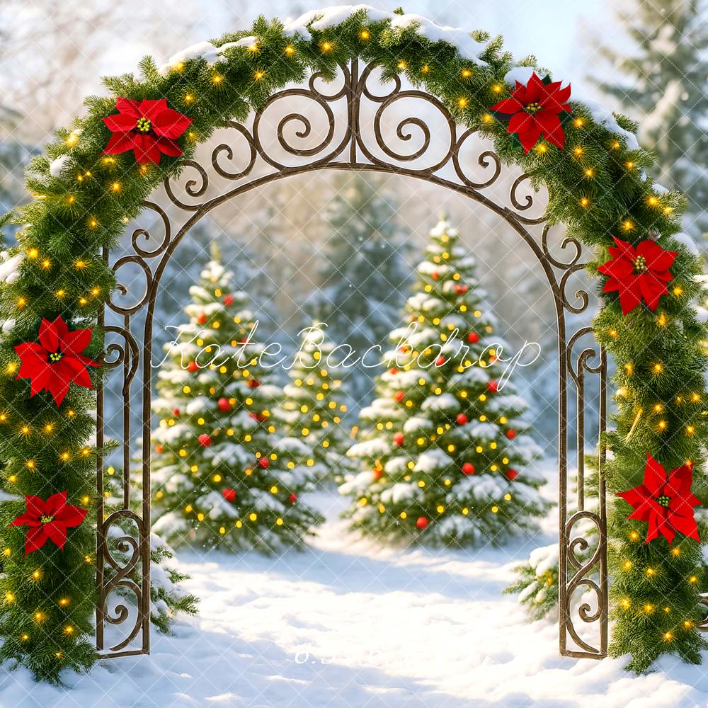 Kate Weihnachten Tor Girlande Schnee Hintergrund Entworfen von Mini MakeBelieve - Kate Backdrop.de