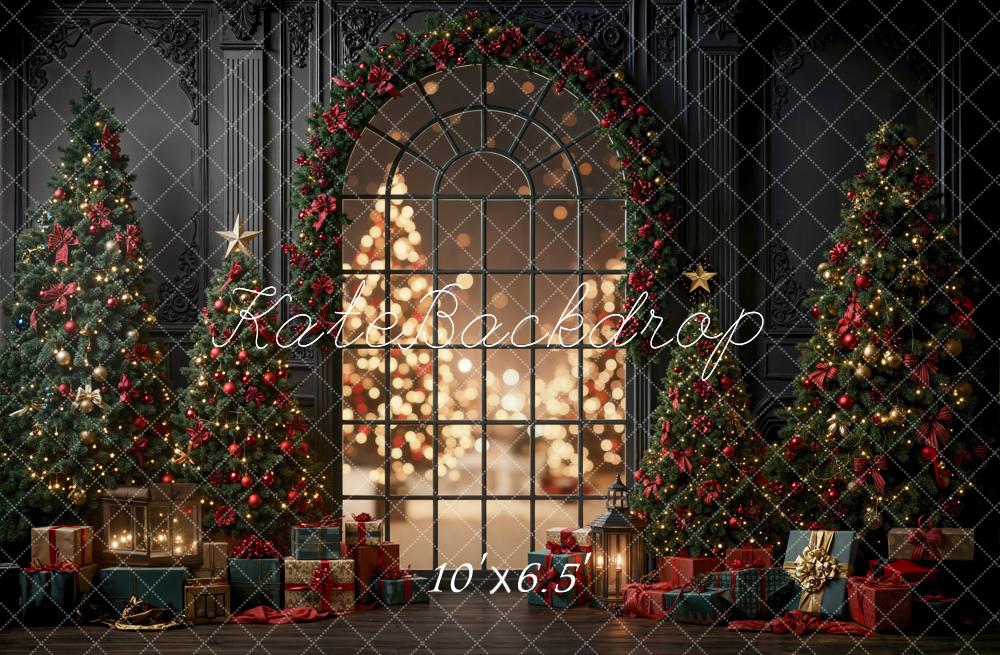 Kate Weihnachten Weihnachtsbaum Geschenke Fenster Fleece Hintergrund Entworfen von Emetselch - Kate Backdrop.de
