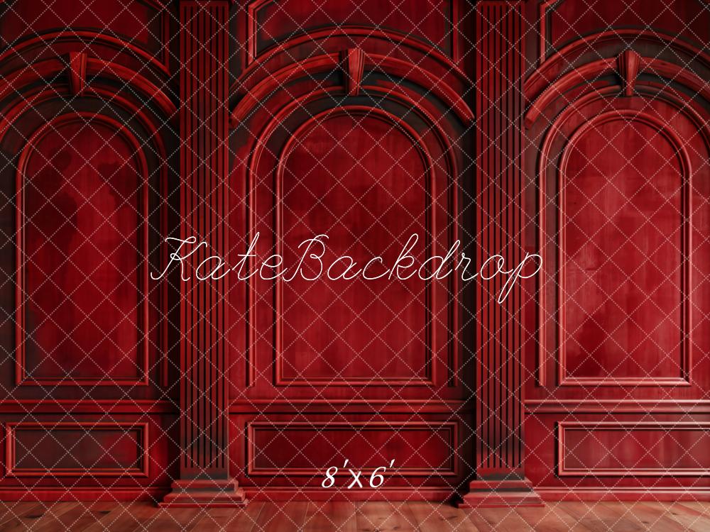 Kate Vintage Rote Wand Bogen Hintergrund Entworfen von Chain - Kate Backdrop.de