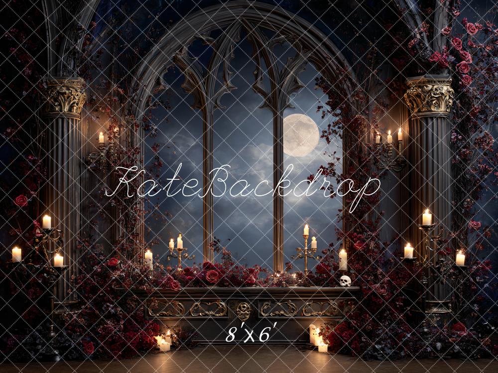 Kate Halloween Gotisches Fenster Kerzen Hintergrund Entworfen von Ashley Paul