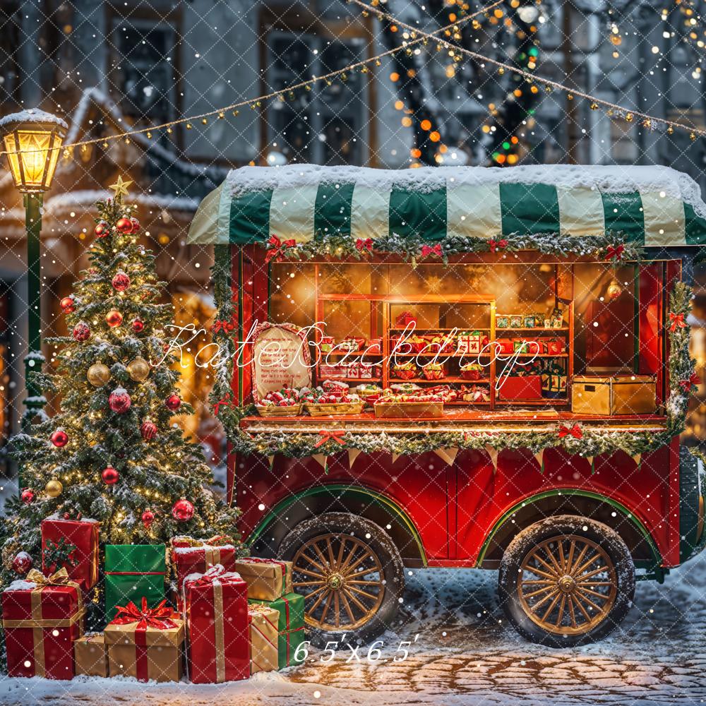 Kate Weihnachten Marktstand Geschenke Schnee Hintergrund Entworfen von Emetselch - Kate Backdrop.de