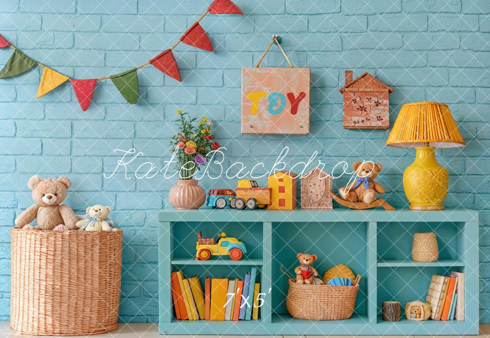 Kate Kinderzimmer Spielzeug Regal Blau Hintergrund Entworfen von Emetselch