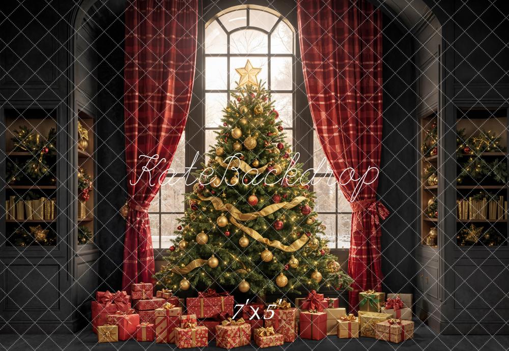 Kate Weihnachten Baum Geschenke Rot Hintergrund Entworfen von Emetselch - Kate Backdrop.de