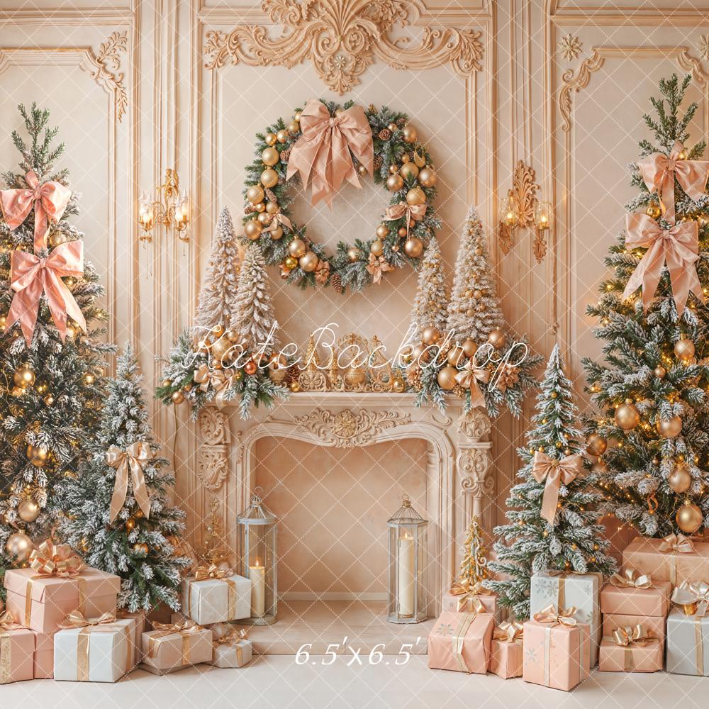 Kate Weihnachten Kamin Weihnachtsbaum Gold Hintergrund Entworfen von Emetselch - Kate Backdrop.de