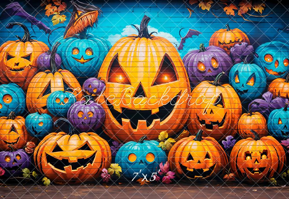 Kate Halloween Kürbisse Bunt Illustrativ Hintergrund Entworfen von Emetselch - Kate Backdrop.de
