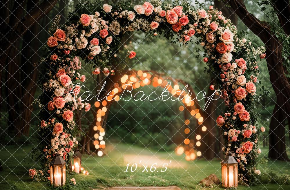 Kate Hochzeit Blumenbogen Laternen Romantisch Fleece Hintergrund Entworfen von Emetselch