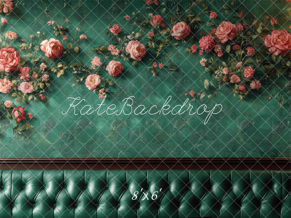 Kate Blume Wand Grün Hintergrund Entworfen von Mini MakeBelieve - Kate Backdrop.de