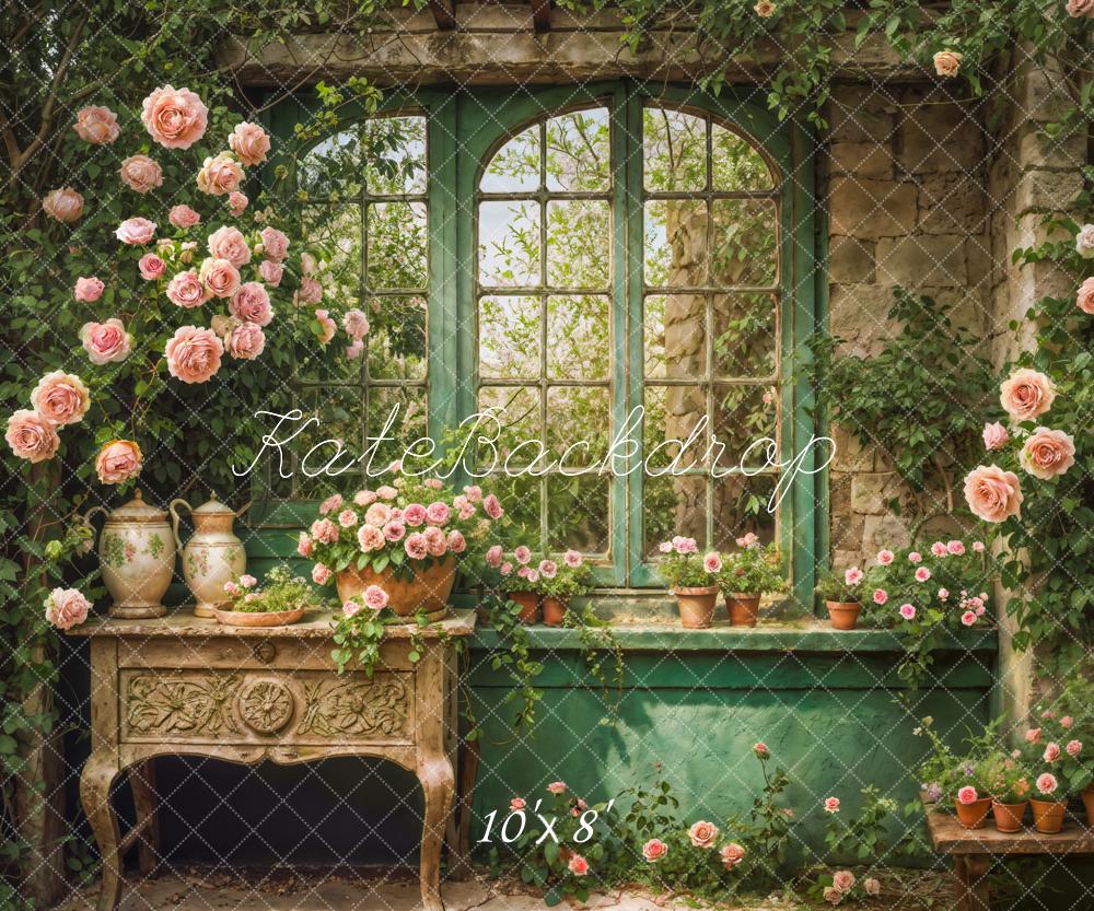 Kate Garten Fenster Rosen Vintage Hintergrund Entworfen von Emetselch - Kate Backdrop.de