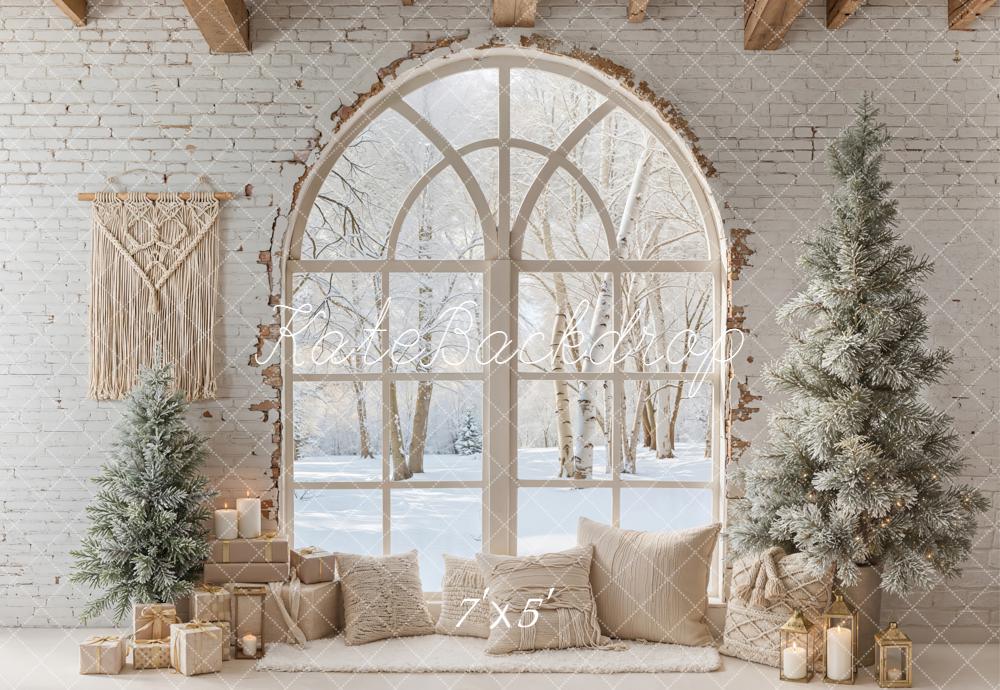 Kate Weihnachten Fenster Tannenbaum Weiß Hintergrund Entworfen von Emetselch - Kate Backdrop.de