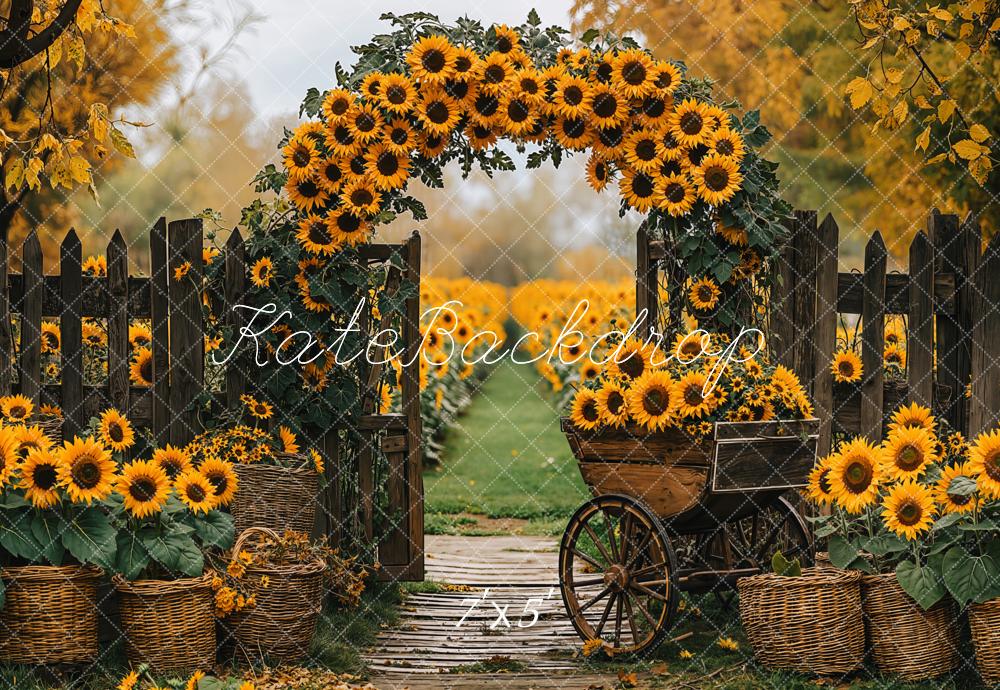 Kate Herbst Sonnenblumen Bogen Braun Hintergrund Entworfen von Emetselch
