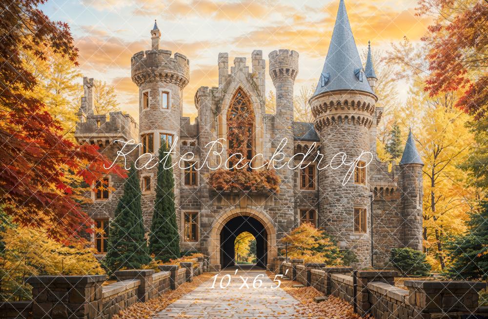 Kate Märchenschloss Herbstlaub Steinweg Hintergrund Entworfen von Chain - Kate Backdrop.de